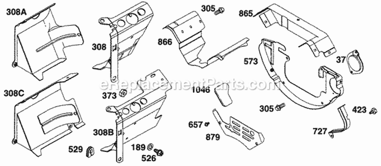Air Guides Diagram and Parts List for 290447-0041-01  Briggs and Stratton Engine